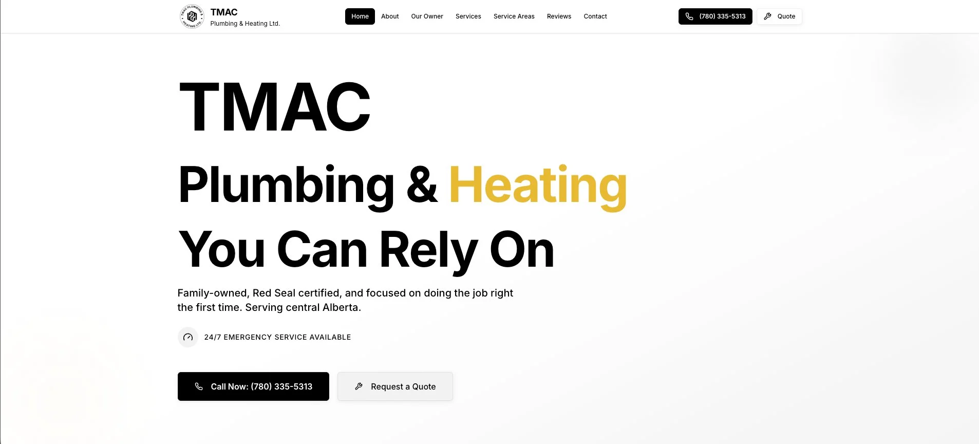 TMAC Plumbing & Heating website