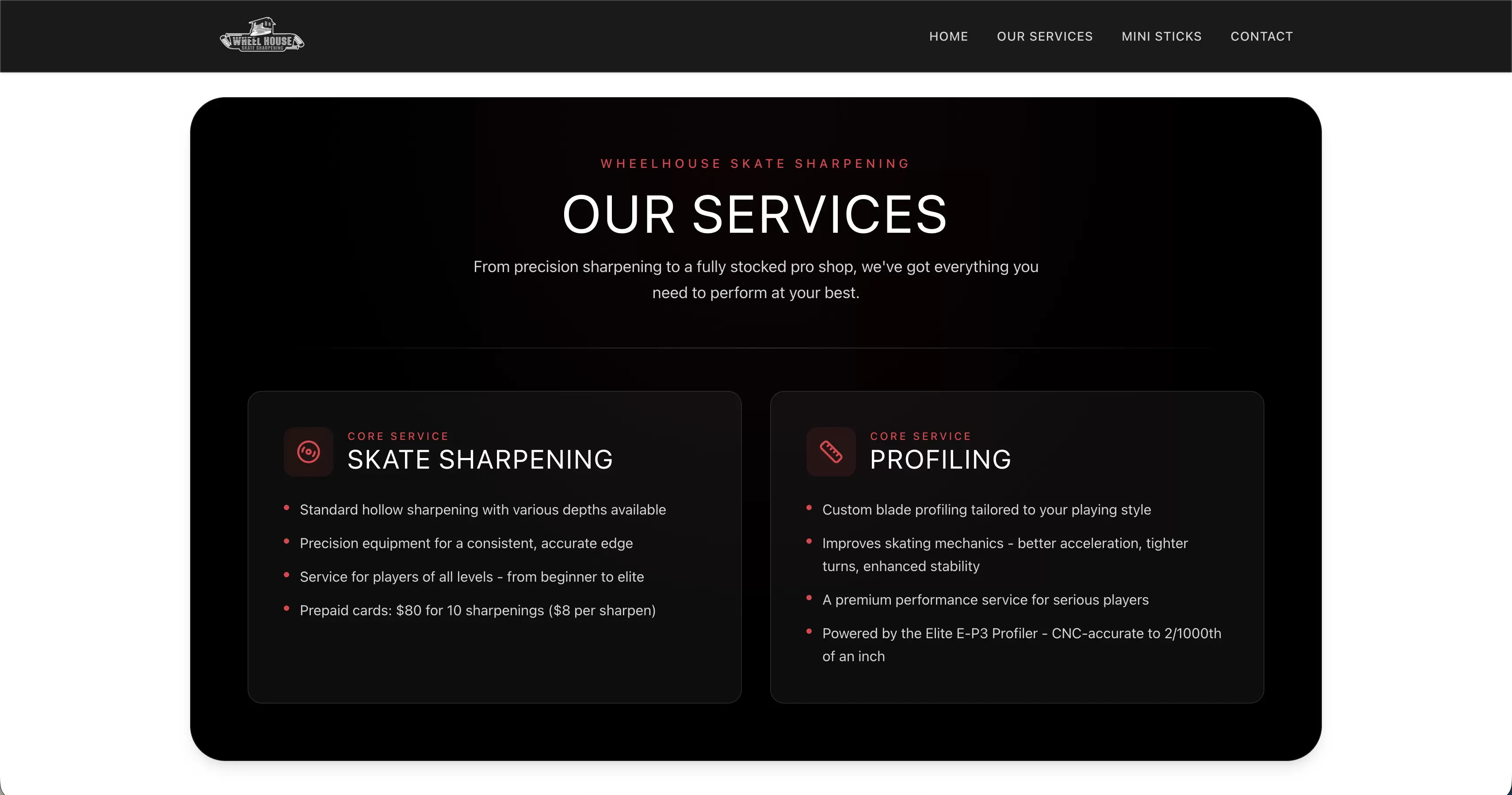 New Wheelhouse services page with detailed breakdowns